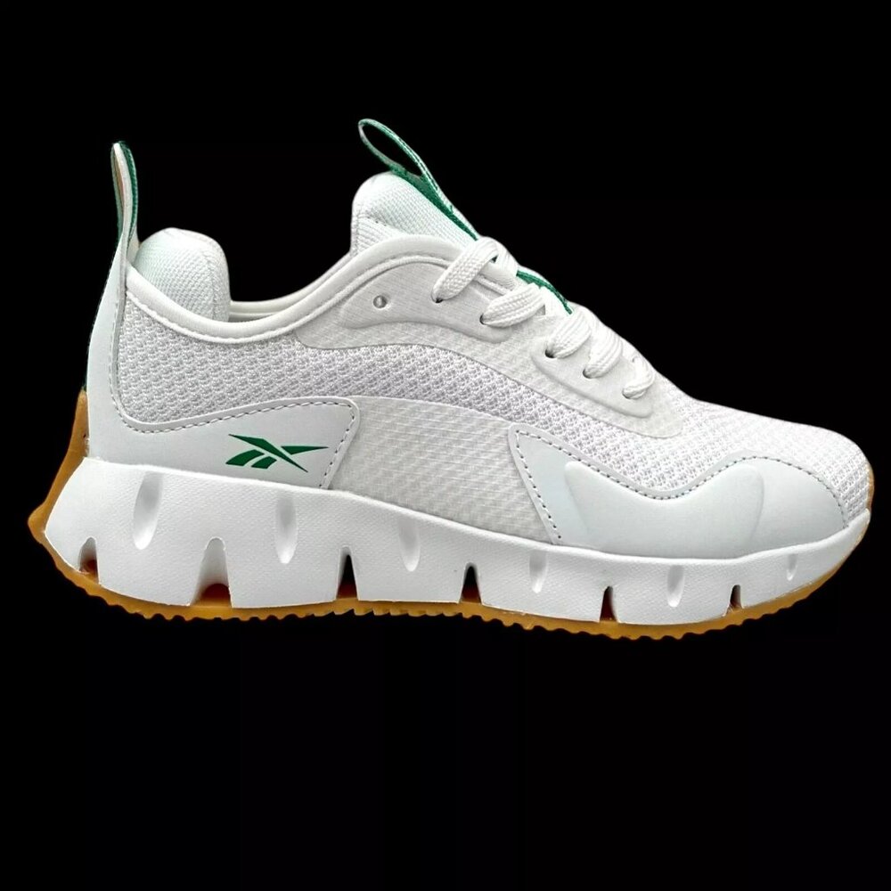 Reebok Zig Dynamica Youth Boy's Sneakers Size 2Y White/Brown Toe & Heel Bumpers - Picture 3 of 13